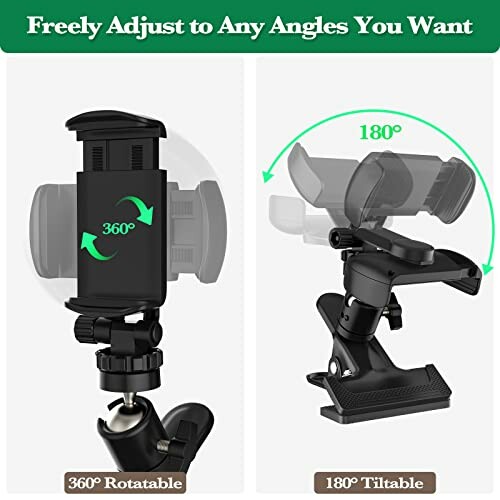 Verstellbare Handyhalterung mit 360-Grad-Drehung und 180-Grad-Neigung.