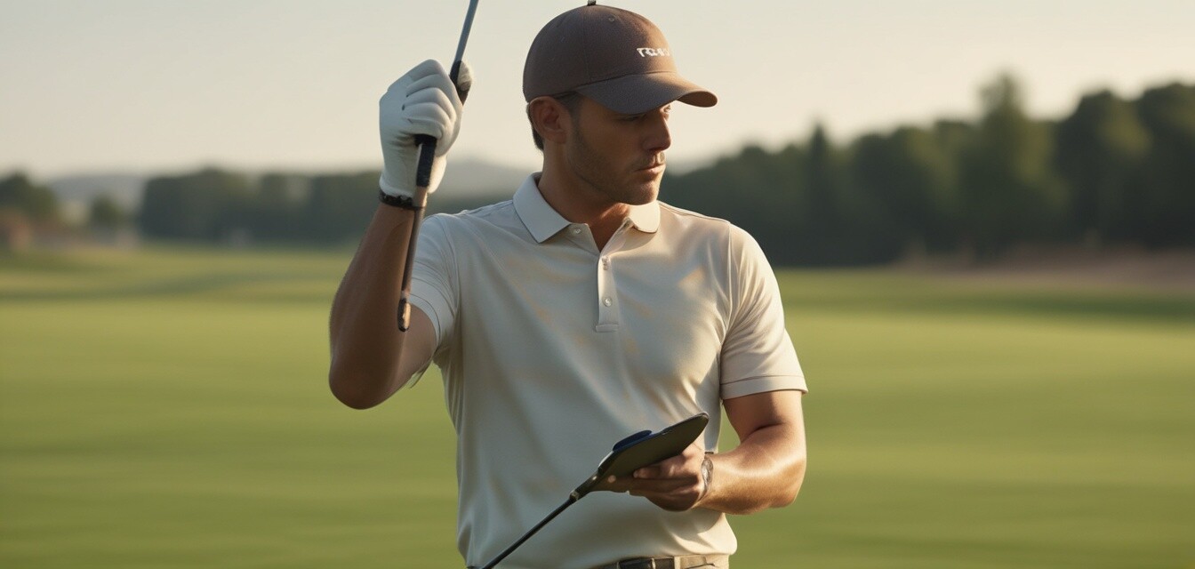 Golfer using a GPS device