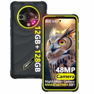 Ulefone Smartphone mit Nachtsichtkamera und Eulenbild.